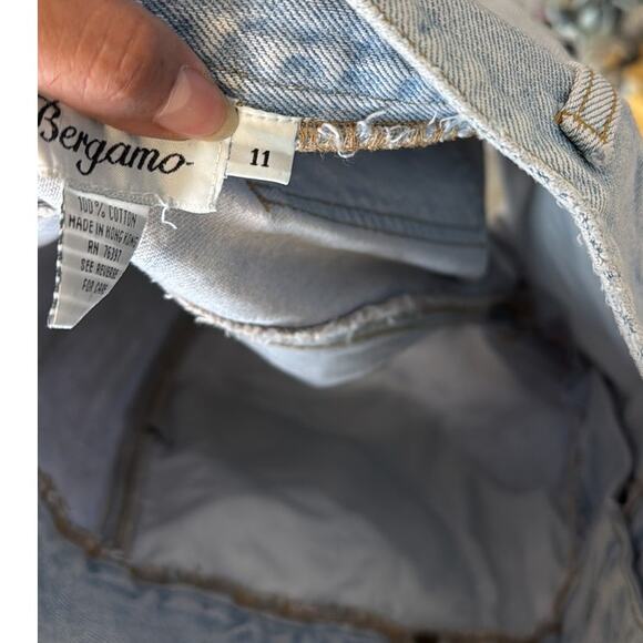 Vintage 80s 90s Bergamo Cuffed Jean Shorts super high waisted light wash size 27 - Picture 5 of 7